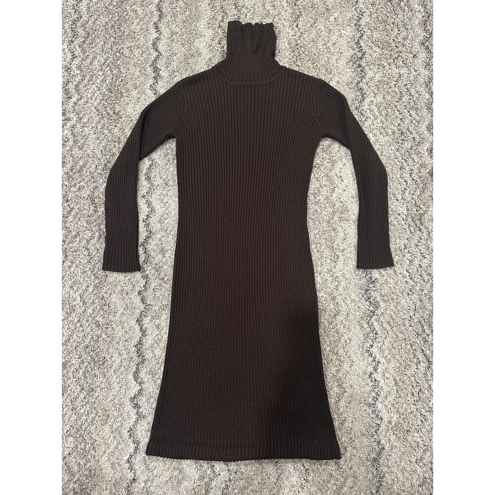 Paraphrase Brown Turtle Neck Sweater Dress Wool Blend Women’s Size Small